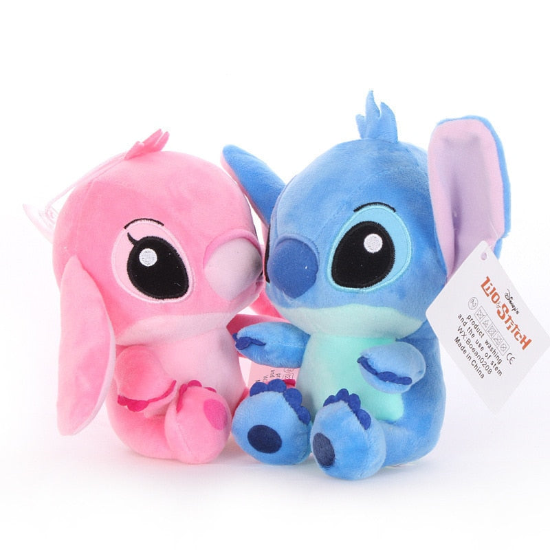 Disney Lilo & Stitch 20cm Pink Blue Couple Kawaii Cartoon Plush Toys Anime Stuffed Keychain Pendant Dolls Girl Kid Birthday Gift