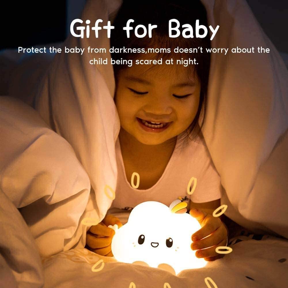 Cloud Kids Night Light Soft Silicone Portable Baby Girls Nursery Toddler Lamp Remote Control LED Nightlight for Children Babies