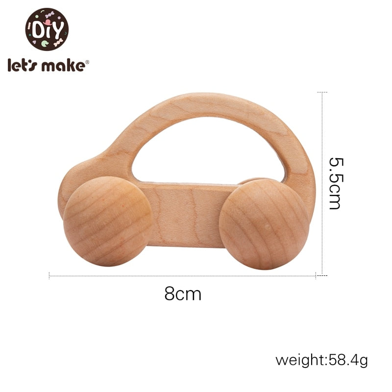 Let&#39;s Make Wooden Baby Toys 0 12 Month 1PC Toys For Babies Beech Car Hedgehog Elephant Educational Infants Developmental Newborn