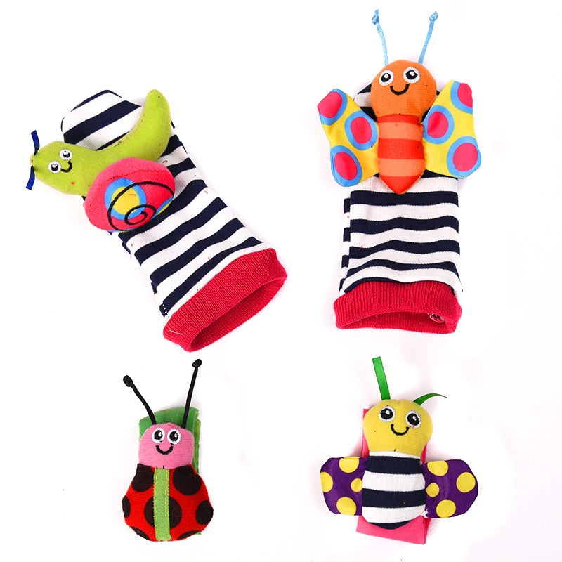 Infant Baby Kids Socks Wrist Rattle Set Toys Foot Socks 0~24 Months Cartoon Newborn Grab Training Educational Toy Christmas Gift