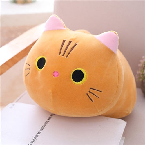 25/100cm Cute Soft Cat Plush Pillow Sofa Cushion Kawaii Plush Toy Stuffed Cartoon Animal Doll for Kids Baby Girls Lovely Gift