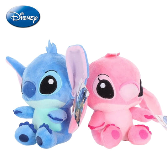 Disney Lilo & Stitch 20cm Pink Blue Couple Kawaii Cartoon Plush Toys Anime Stuffed Keychain Pendant Dolls Girl Kid Birthday Gift